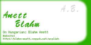 anett blahm business card